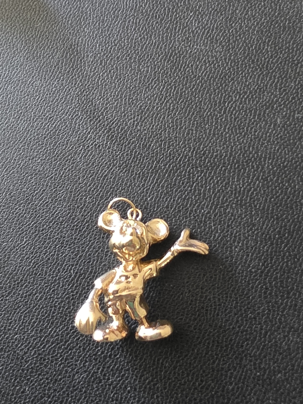 14kt Yellow Gold Mickey Mouse Charm With Diamond Eyes Pendant